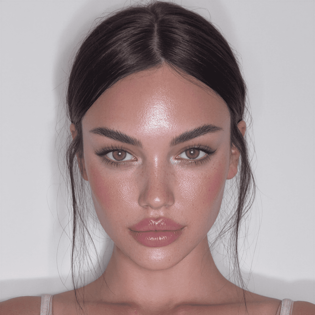 Close up of a model showing lip filler services